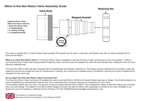 50mm Inline Non Return Valve (Large) - Image 2
